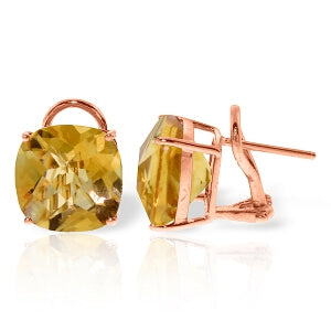 7.2 Carat 14K Solid Rose Gold Cushion Citrine Earrings