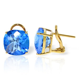 7.2 Carat 14K Solid Yellow Gold Provocative Blue Topaz Earrings