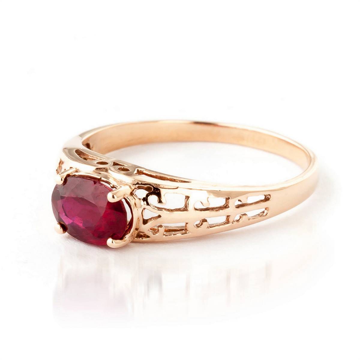 14K Solid Rose Gold Filigree Ring w/ Natural Ruby