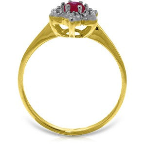 0.23 Carat 14K Solid Yellow Gold Half The Solution Ruby Diamond Ring