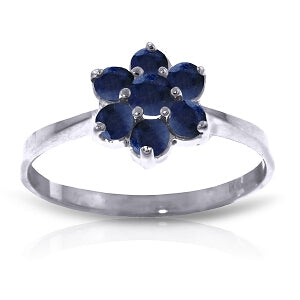 0.66 Carat 14K Solid White Gold Ring Natural Sapphire