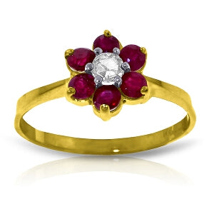 0.5 Carat 14K Solid Yellow Gold Offering Reassurance Ruby Diamond Ring