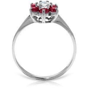 0.5 Carat 14K Solid White Gold Unmindful Presence Ruby Diamond Ring
