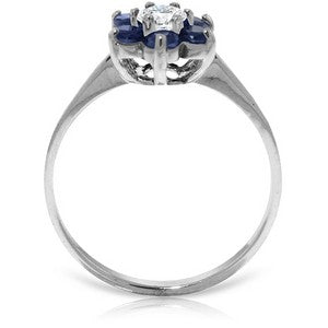 0.5 Carat 14K Solid White Gold Lovingkindness Sapphire Diamond Ring