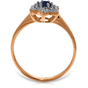 14K Solid Rose Gold Ring w/ Natural Diamonds & Sapphire