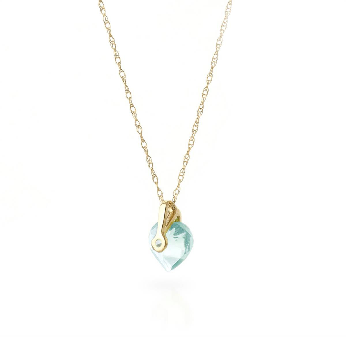 1.15 Carat 14K Solid Yellow Gold Break My Heart Aquamarine Necklace