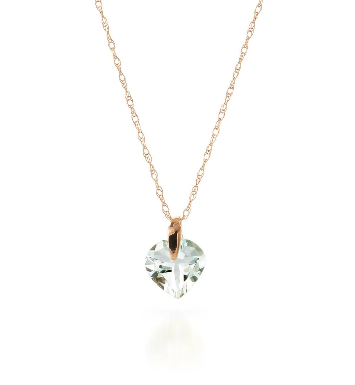 1.15 Carat 14K Solid Rose Gold Lonely Heart Aquamarine Necklace