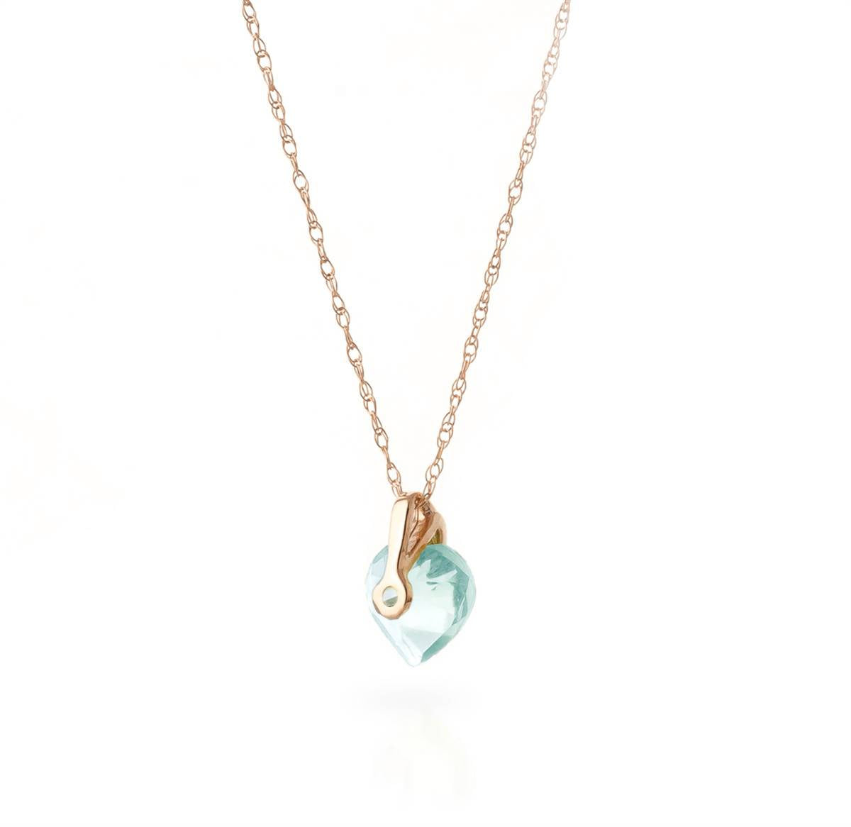 1.15 Carat 14K Solid Rose Gold Lonely Heart Aquamarine Necklace