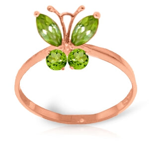 0.6 Carat 14K Solid Rose Gold Butterfly Ring Natural Peridot