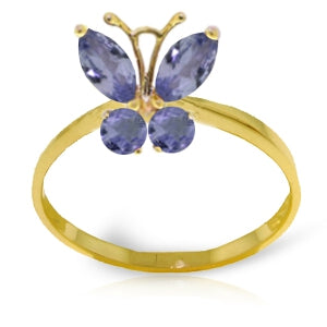 0.6 Carat 14K Solid Yellow Gold Butterfly Ring Natural Tanzanite