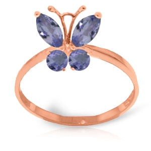 0.6 Carat 14K Solid Rose Gold Butterfly Ring Natural Tanzanite