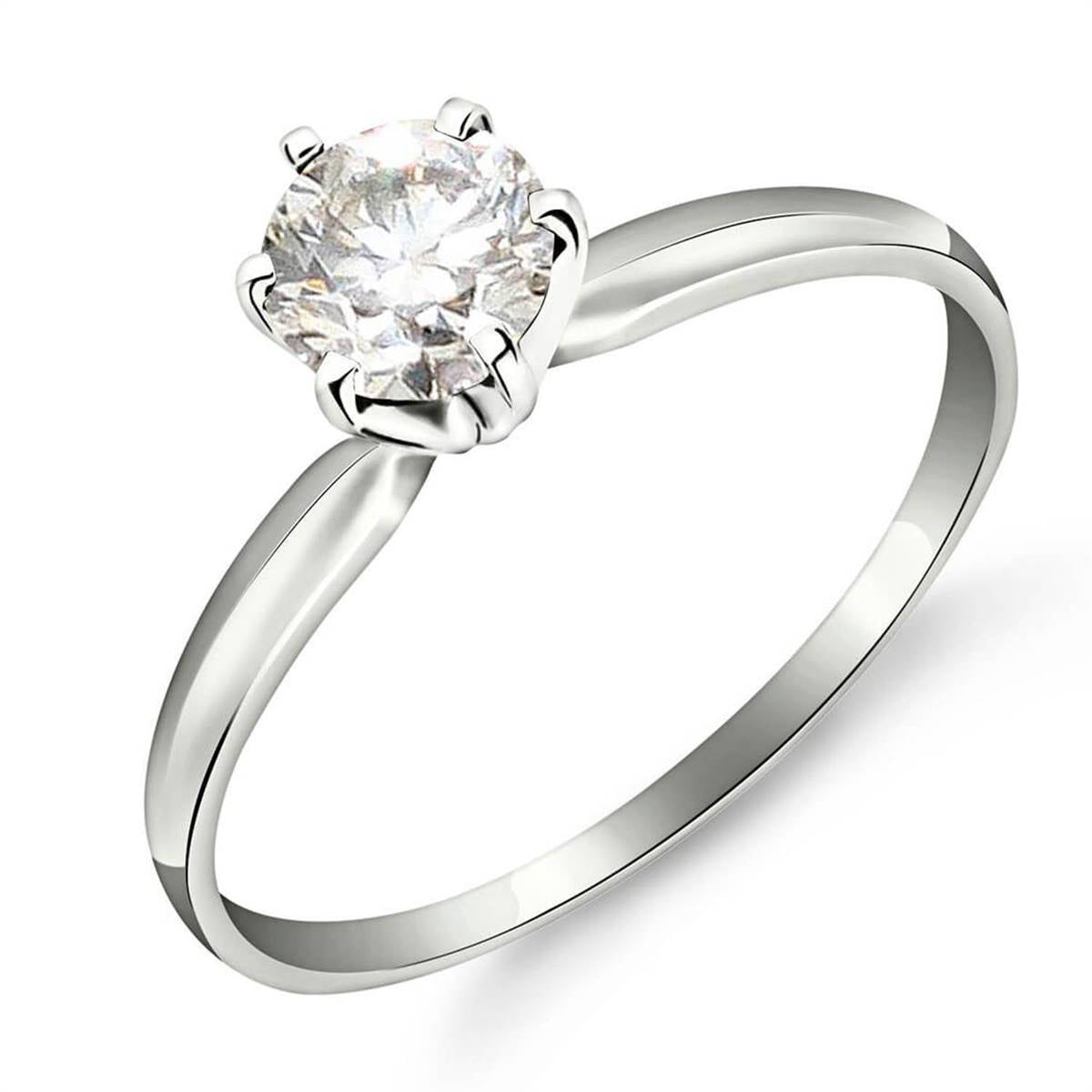 0.5 Carat 14K Solid White Gold Solitaire Ring 0.50 Carat Natural Diamond