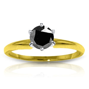14K Solid Yellow Gold Solitaire Ring 0.50 Carat Black Diamond