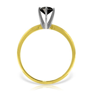 14K Solid Yellow Gold Solitaire Ring 0.50 Carat Black Diamond