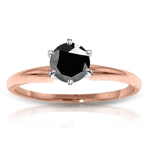 14K Solid Rose Gold Solitaire Ring w/ 0.50 Carat Black Diamond