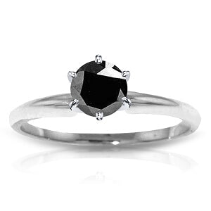 14K Solid White Gold Solitaire Ring 0.50 Carat Black Diamond