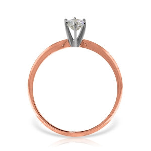 14K Solid Rose Gold Solitaire Ring w/ 0.25 Carat Natural Diamond