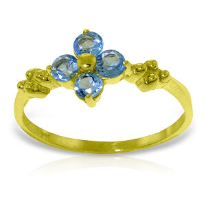 0.58 Carat 14K Solid Yellow Gold Audible Blue Topaz Ring