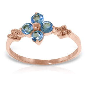 14K Solid Rose Gold Ring Natural Blue Topaz Gemstone