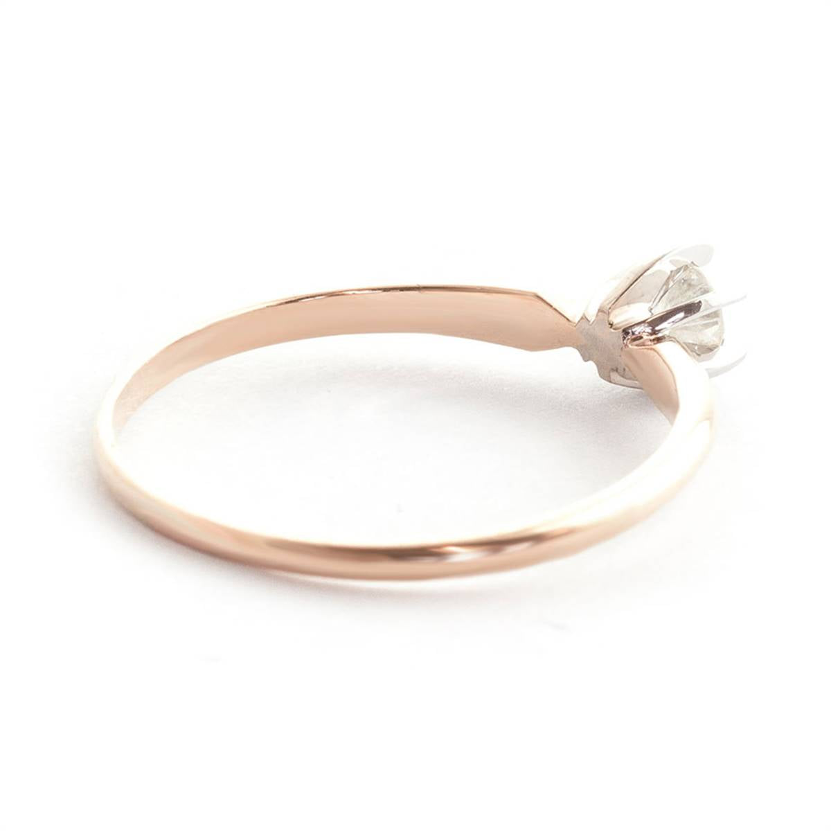 14K Solid Rose Gold Solitaire Ring w/ 0.15 Carat Natural Diamond