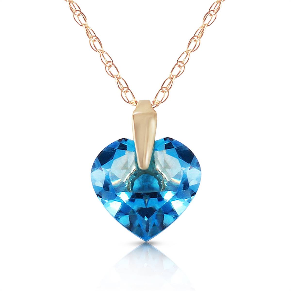 1.15 Carat 14K Solid Yellow Gold About A Girl Blue Topaz Necklace