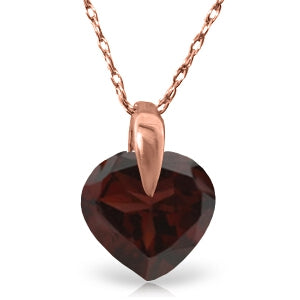 1.15 Carat 14K Solid Rose Gold Bold Heart Garnet Necklace