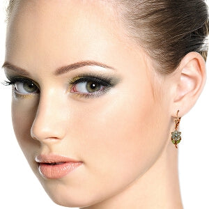 2.12 Carat 14K Solid Rose Gold Flowers Earrings Aquamarine Peridot