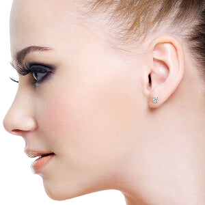 1 Carat 14K Solid White Gold Stud Earrings 1.0 Carat Natural Diamond