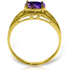 1.15 Carat 14K Solid Yellow Gold Filigree Ring Natural Purple Amethyst
