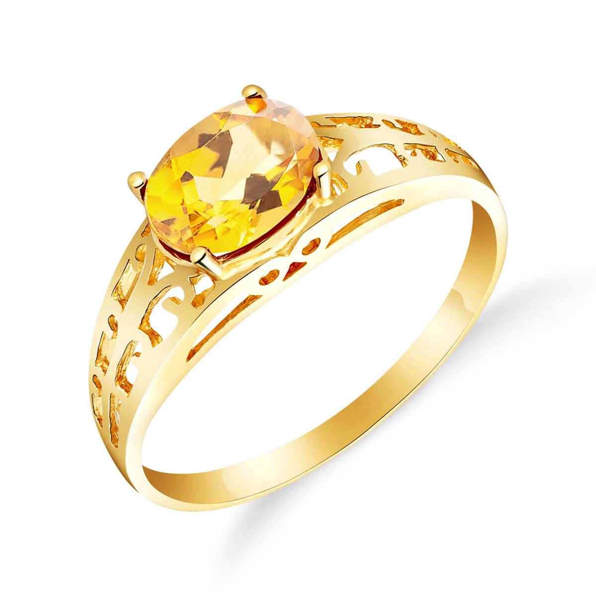 1.15 Carat 14K Solid Yellow Gold Filigree Ring Natural Citrine