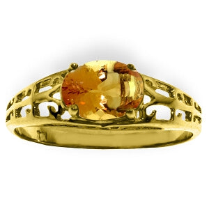 1.15 Carat 14K Solid Yellow Gold Filigree Ring Natural Citrine