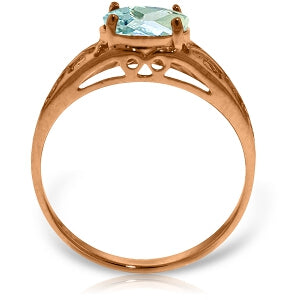 14K Solid Rose Gold Filigree Ring w/ Natural Aquamarine
