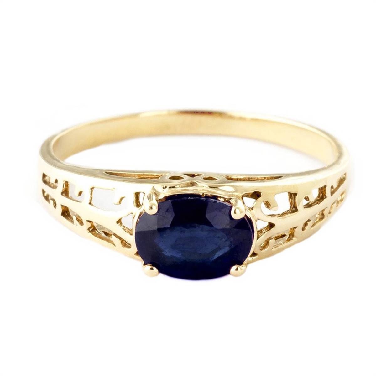 1.15 Carat 14K Solid Yellow Gold Filigree Ring Natural Sapphire