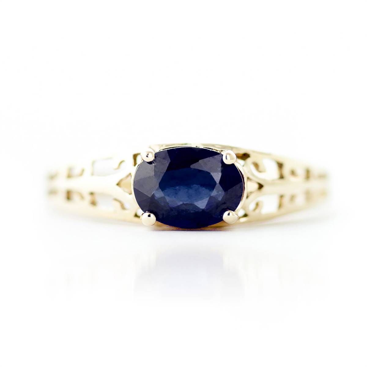 1.15 Carat 14K Solid Yellow Gold Filigree Ring Natural Sapphire