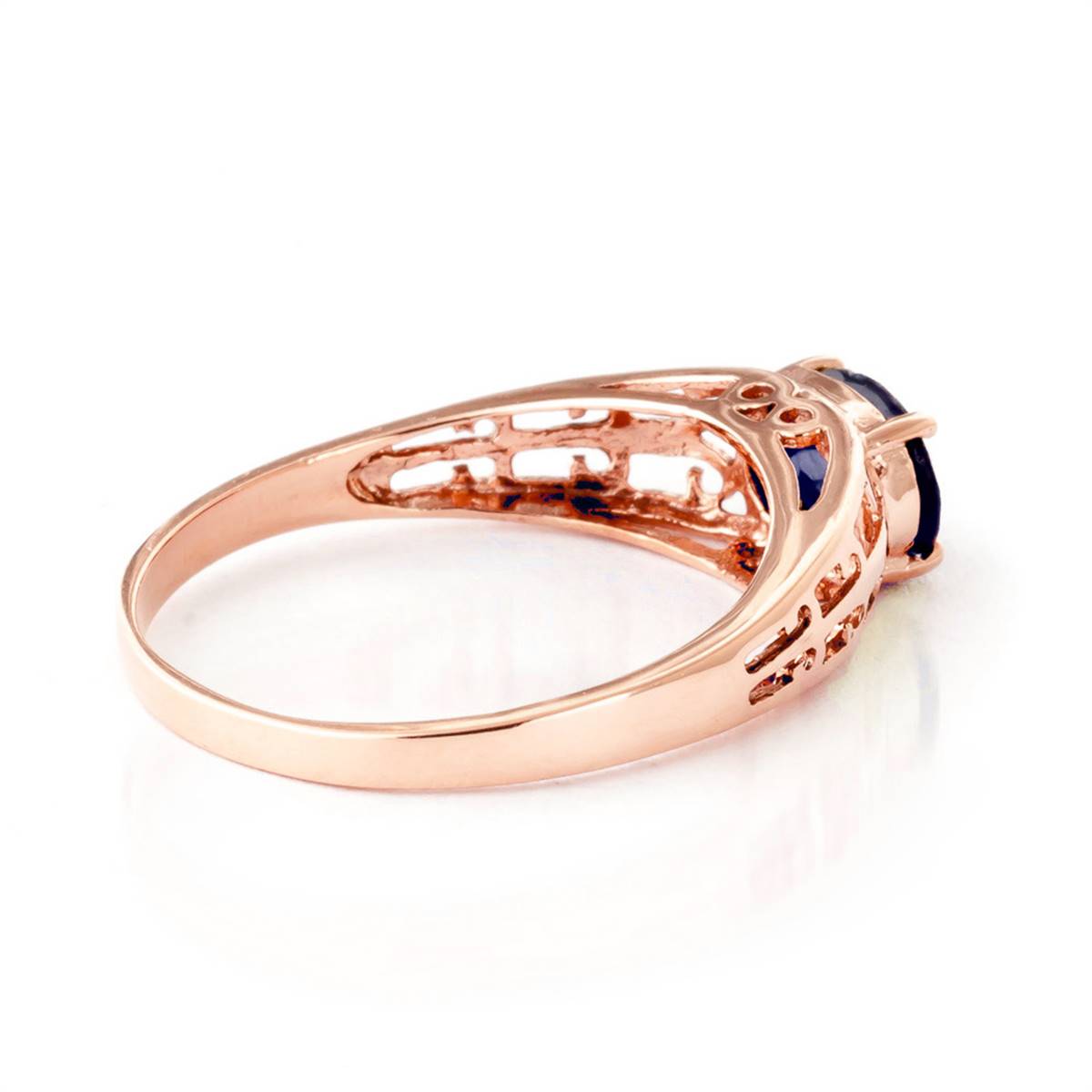 14K Solid Rose Gold Filigree Ring w/ Natural Sapphire