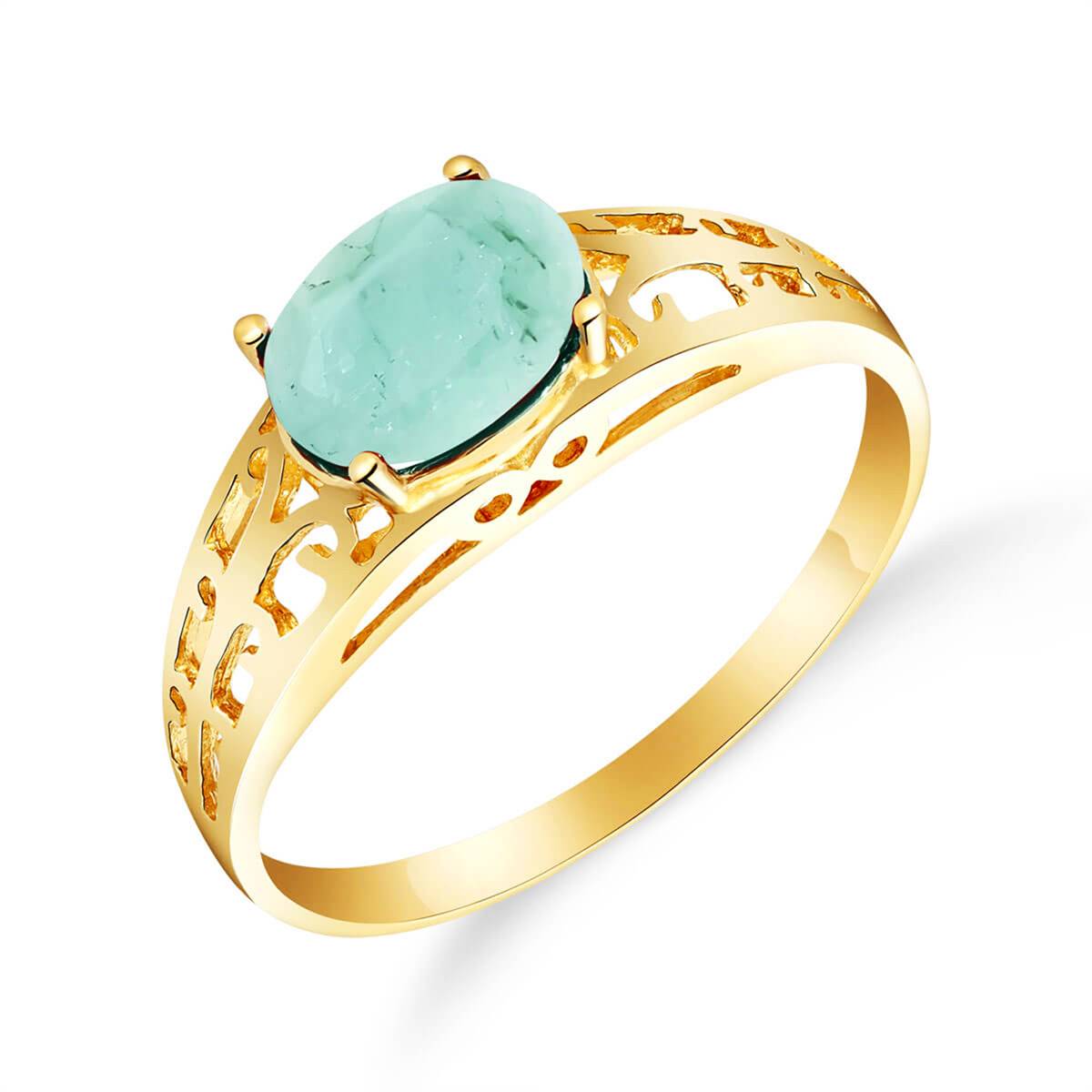 1.15 Carat 14K Solid Yellow Gold Filigree Ring Natural Emerald