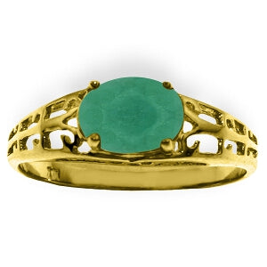 1.15 Carat 14K Solid Yellow Gold Filigree Ring Natural Emerald