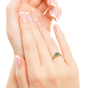 14K Solid Rose Gold Filigree Ring w/ Natural Emerald