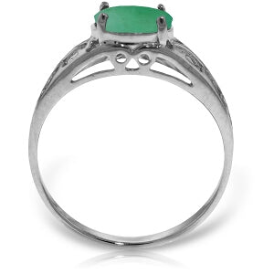 1.15 Carat 14K Solid White Gold Filigree Ring Natural Emerald