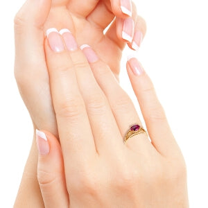 14K Solid Rose Gold Filigree Ring w/ Natural Pink Topaz