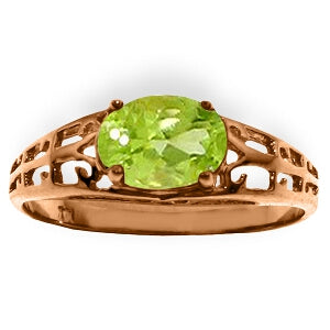 14K Solid Rose Gold Filigree Ring w/ Natural Peridot