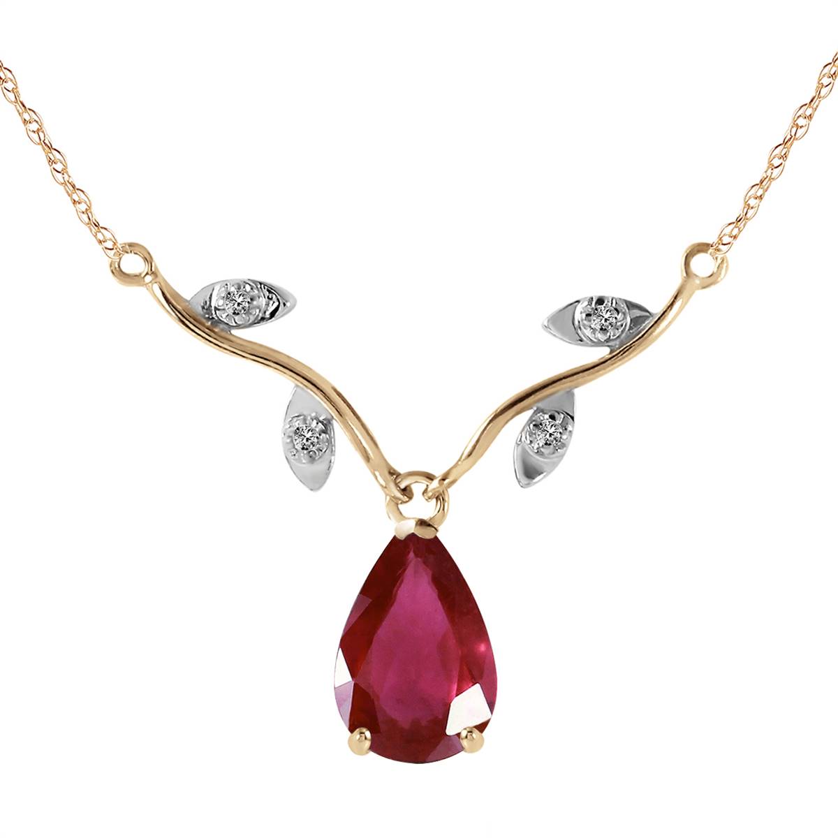 1.52 Carat 14K Solid Yellow Gold Sing No More Ruby Diamond Necklace