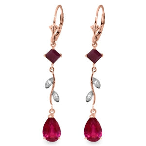 3.97 Carat 14K Solid Rose Gold Chandelier Earrings Diamond Ruby