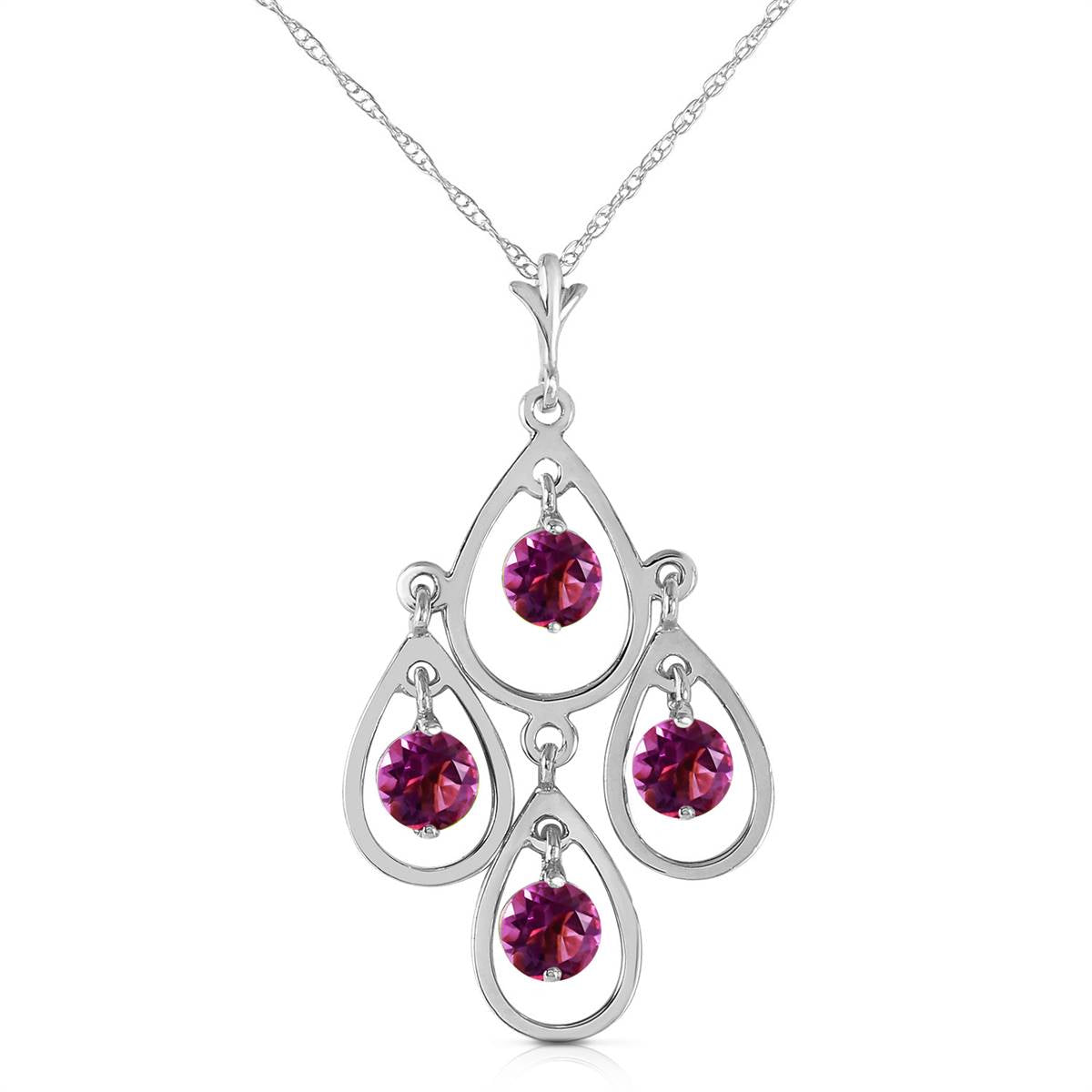 1.2 Carat 14K Solid White Gold Full Moon Amethyst Necklace