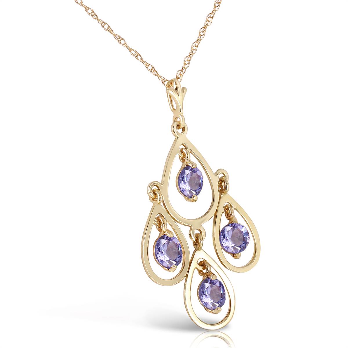 1.2 Carat 14K Solid Yellow Gold Unending Song Tanzanite Necklace
