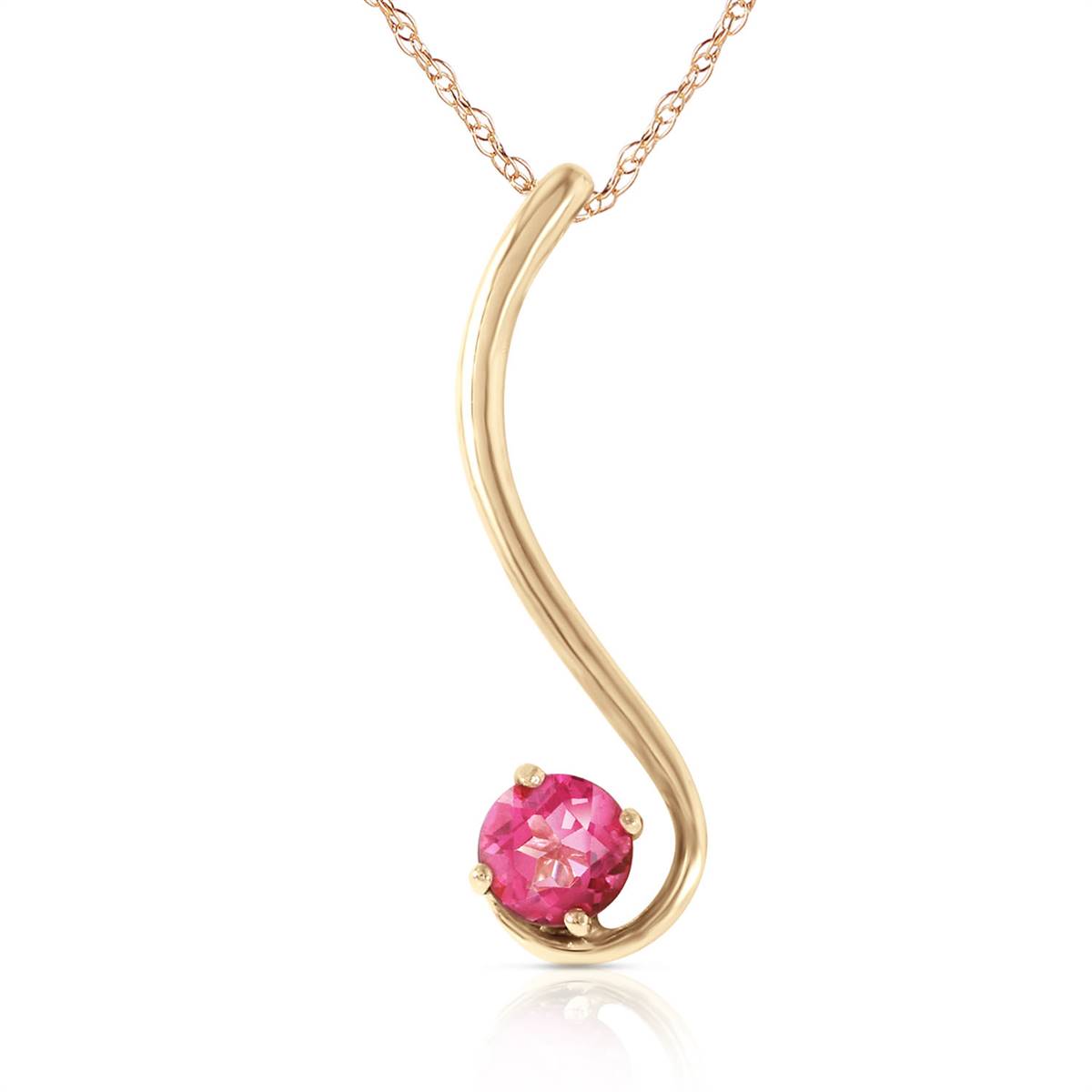 0.55 Carat 14K Solid Yellow Gold Pink Anemones Pink Topaz Necklace
