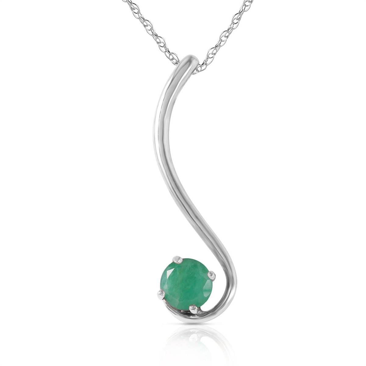 0.55 Carat 14K Solid White Gold Accentuate The Given Emerald Necklace