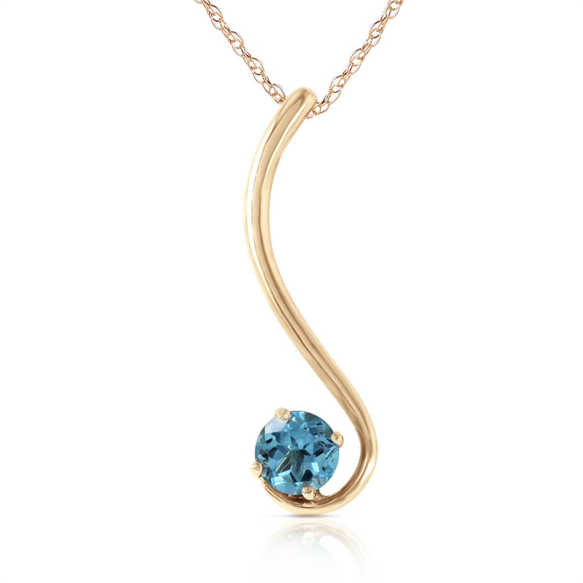 0.55 Carat 14K Solid Yellow Gold Birds Are Singing Blue Topaz Necklace