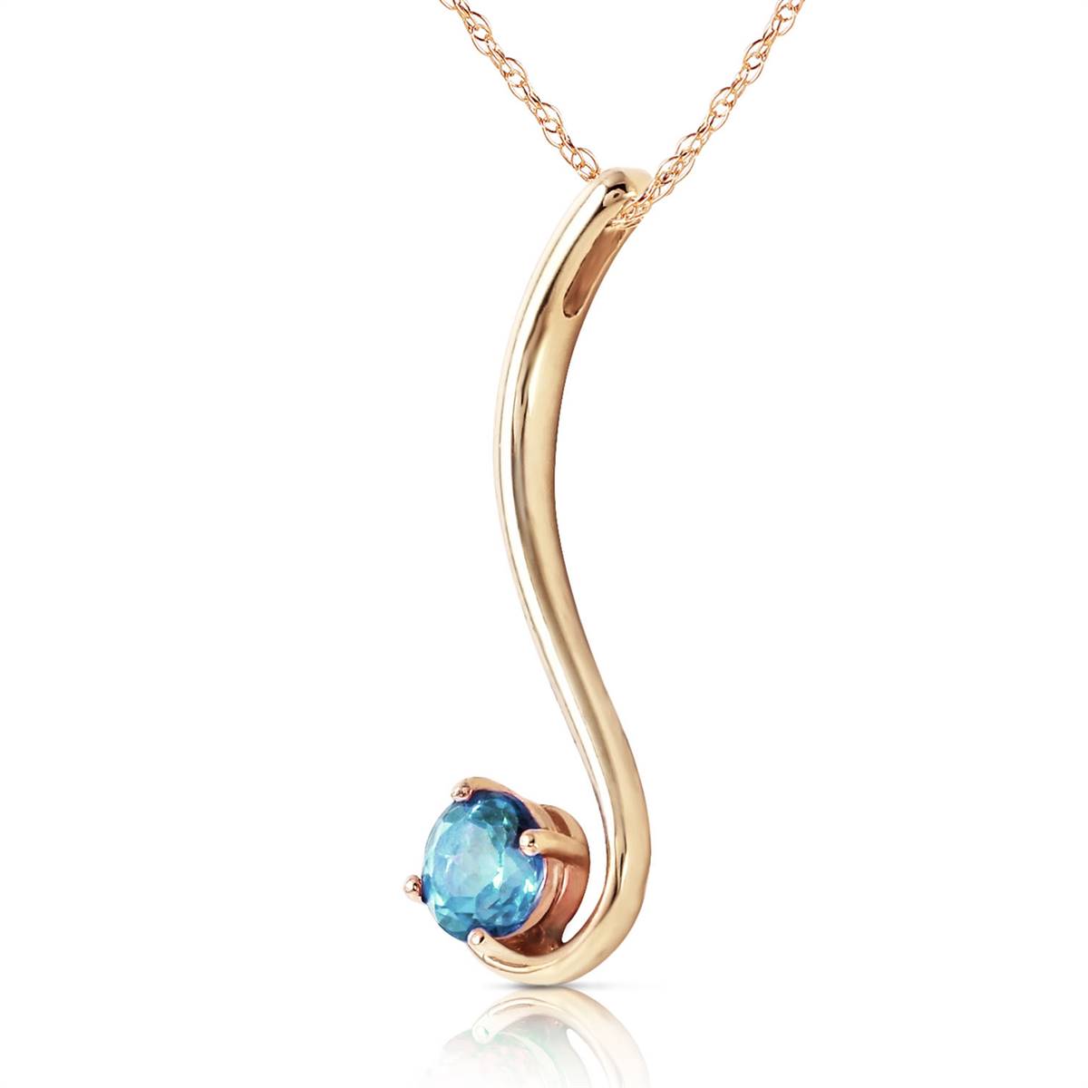 0.55 Carat 14K Solid Yellow Gold Birds Are Singing Blue Topaz Necklace