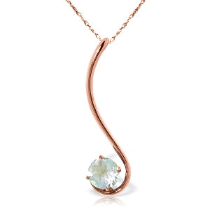 14K Solid Rose Gold Natural Aquamarine Necklace Gemstone